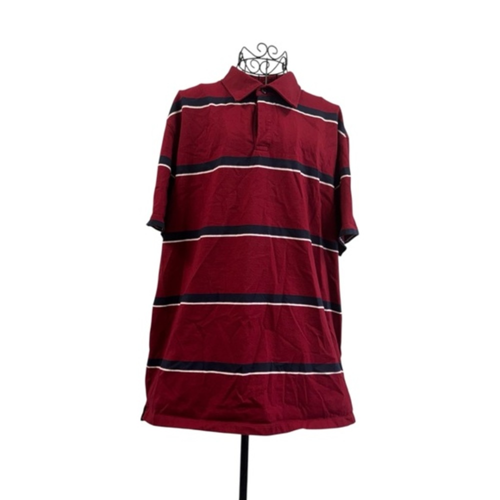 Banana Republic Burgundy and Navy Striped Polo Shirt